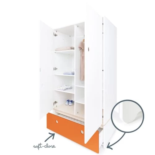 Wookids Armoires Enfant Armoire 2 Portes Façade Tiroir Orange 5 Wookids Armoires Enfant Armoire 2 Portes Façade Tiroir Orange – Image 3