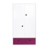 Wookids Armoires Enfant Armoire 2 Portes Façade Tiroir Prune -Armoires enfant Soldes armoire 2 portes facade tiroir prune