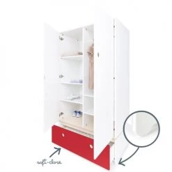 Wookids Armoires Enfant Armoire 2 Portes Façade Tiroir Rouge 10 Wookids Armoires Enfant Armoire 2 Portes Façade Tiroir Rouge -Armoires enfant Soldes armoire 2 portes facade tiroir rouge 2