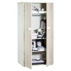 Sauthon Armoires Enfant Armoire 2 Portes Hêtre 168x85x57cm En Bois Beige -Armoires enfant Soldes armoire 2 portes hetre 168x85x57cm en bois beige 2