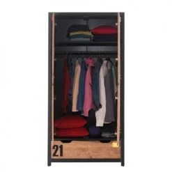 Vipack Armoires Enfant Armoire 2 Portes Noir Naturel -Armoires enfant Soldes armoire 2 portes noir naturel 1