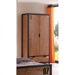 Vipack Armoires Enfant Armoire 2 Portes Noir Naturel -Armoires enfant Soldes armoire 2 portes noir naturel 2