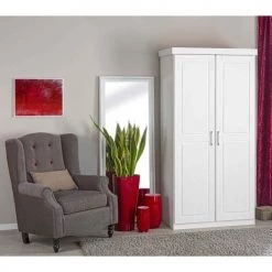 Altobuy Armoires Enfant Armoire 2 Portes + Penderie Bois Massif Vernis Blanc -Armoires enfant Soldes armoire 2 portes penderie bois massif vernis blanc 10