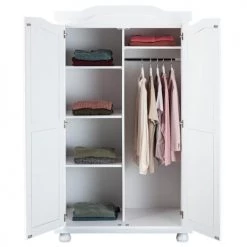 Altobuy Armoires Enfant Armoire 2 Portes + Penderie Bois Massif Vernis Blanc -Armoires enfant Soldes armoire 2 portes penderie bois massif vernis blanc 2