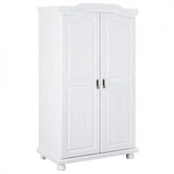 Altobuy Armoires Enfant Armoire 2 Portes + Penderie Bois Massif Vernis Blanc