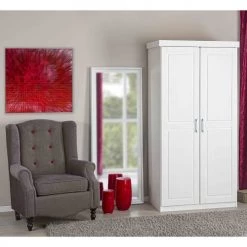 Altobuy Armoires Enfant Armoire 2 Portes + Penderie Bois Massif Vernis Blanc -Armoires enfant Soldes armoire 2 portes penderie bois massif vernis blanc 9