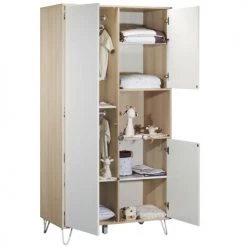 Sauthon Armoires Enfant Armoire 3 Portes 1 Niche 199x56x101cm Blanc -Armoires enfant Soldes armoire 3 portes 1 niche 199x56x101cm blanc 1