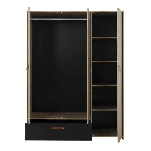 Gami Armoires Enfant Armoire 3 Portes 1 Tiroir Chêne Noir 5 Gami Armoires Enfant Armoire 3 Portes 1 Tiroir Chêne Noir – Image 3