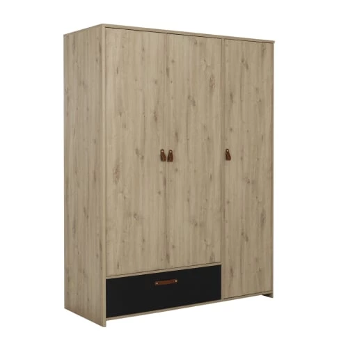 Gami Armoires Enfant Armoire 3 Portes 1 Tiroir Chêne Noir 3 Gami Armoires Enfant Armoire 3 Portes 1 Tiroir Chêne Noir