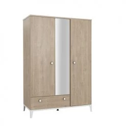 Calicosy Armoires Enfant Armoire 3 Portes 1 Tiroir Effet Bois Enfant 136 X 195cm -Armoires enfant Soldes armoire 3 portes 1 tiroir effet bois enfant 136 x 195cm 2