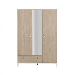 Calicosy Armoires Enfant Armoire 3 Portes 1 Tiroir Effet Bois Enfant 136 X 195cm