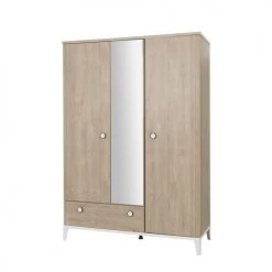 Calicosy Armoires Enfant Armoire 3 Portes 1 Tiroir Effet Bois Enfant 136 X 195cm -Armoires enfant Soldes armoire 3 portes 1 tiroir effet bois enfant 136 x 195cm 3