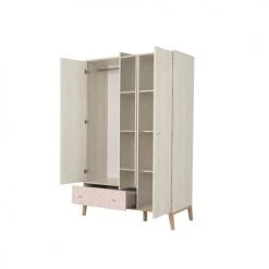 Terre De Nuit Armoires Enfant Armoire 3 Portes 1 Tiroir En Bois Imitation Chêne Blanchi 201cm -Armoires enfant Soldes armoire 3 portes 1 tiroir en bois imitation chene blanchi 201cm 2