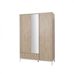 Galipette Armoires Enfant Armoire 3 Portes 1 Tiroir En Bois Imitation Chêne Blond 58cm -Armoires enfant Soldes armoire 3 portes 1 tiroir en bois imitation chene blond 58cm 2