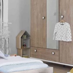 Galipette Armoires Enfant Armoire 3 Portes 1 Tiroir En Bois Imitation Chêne Blond 58cm -Armoires enfant Soldes armoire 3 portes 1 tiroir en bois imitation chene blond 58cm 3