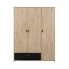 Terre De Nuit Armoires Enfant Armoire 3 Portes 1 Tiroir En Bois Imitation Chêne Clair Et Noir 200cm -Armoires enfant Soldes armoire 3 portes 1 tiroir en bois imitation chene clair et noir 200cm