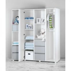 Little Sky By Klups Armoires Enfant Armoire 3 Portes Blanc Et Gris -Armoires enfant Soldes armoire 3 portes blanc et gris 2