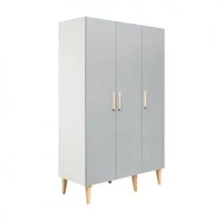 Bopita Armoires Enfant Armoire 3 Portes Blanc Gris