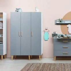 Bopita Armoires Enfant Armoire 3 Portes Blanc Gris -Armoires enfant Soldes armoire 3 portes blanc gris 5