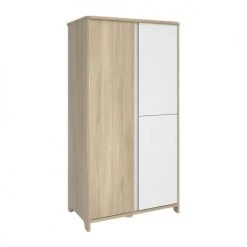 Calicosy Armoires Enfant Armoire 3 Portes Bois Et Blanc Bébé - 95 X 185 Cm -Armoires enfant Soldes armoire 3 portes bois et blanc bebe 95 x 185 cm 4