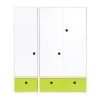 Wookids Armoires Enfant Armoire 3 Portes Façades Tiroirs Citron Vert -Armoires enfant Soldes armoire 3 portes facades tiroirs citron vert
