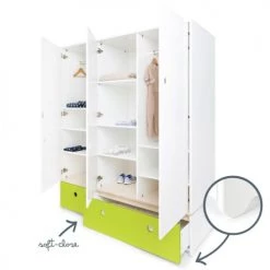 Wookids Armoires Enfant Armoire 3 Portes Façades Tiroirs Citron Vert 10 Wookids Armoires Enfant Armoire 3 Portes Façades Tiroirs Citron Vert -Armoires enfant Soldes armoire 3 portes facades tiroirs citron vert 2