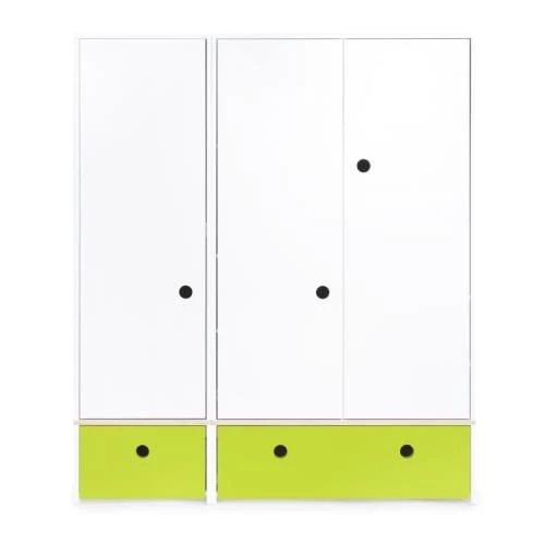 Wookids Armoires Enfant Armoire 3 Portes Façades Tiroirs Citron Vert 3 Wookids Armoires Enfant Armoire 3 Portes Façades Tiroirs Citron Vert