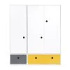 Wookids Armoires Enfant Armoire 3 Portes Façades Tiroirs Gris Espace-jaune -Armoires enfant Soldes armoire 3 portes facades tiroirs gris espace jaune