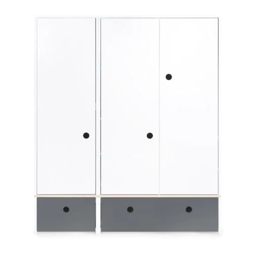 Wookids Armoires Enfant Armoire 3 Portes Façades Tiroirs Gris Espace 3 Wookids Armoires Enfant Armoire 3 Portes Façades Tiroirs Gris Espace