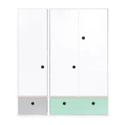 Wookids Armoires Enfant Armoire 3 Portes Façades Tiroirs Bleu Marine -Armoires enfant Soldes armoire 3 portes facades tiroirs gris perle 2