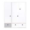Wookids Armoires Enfant Armoire 3 Portes Façades Tiroirs Gris Perle-blanc -Armoires enfant Soldes armoire 3 portes facades tiroirs gris perle blanc