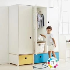 Wookids Armoires Enfant Armoire 3 Portes Façades Tiroirs Jaune 11 Wookids Armoires Enfant Armoire 3 Portes Façades Tiroirs Jaune -Armoires enfant Soldes armoire 3 portes facades tiroirs jaune 3