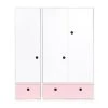 Wookids Armoires Enfant Armoire 3 Portes Façades Tiroirs Rose Pastel -Armoires enfant Soldes armoire 3 portes facades tiroirs rose pastel