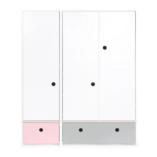 Wookids Armoires Enfant Armoire 3 Portes Façades Tiroirs Rose Pastel 3 Wookids Armoires Enfant Armoire 3 Portes Façades Tiroirs Rose Pastel
