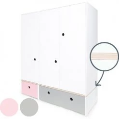 Wookids Armoires Enfant Armoire 3 Portes Façades Tiroirs Rose Pastel 9 Wookids Armoires Enfant Armoire 3 Portes Façades Tiroirs Rose Pastel -Armoires enfant Soldes armoire 3 portes facades tiroirs rose pastel 5
