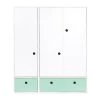 Wookids Armoires Enfant Armoire 3 Portes Façades Tiroirs Vert Menthe