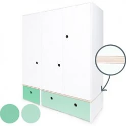 Wookids Armoires Enfant Armoire 3 Portes Façades Tiroirs Vert Ocean 9 Wookids Armoires Enfant Armoire 3 Portes Façades Tiroirs Vert Ocean -Armoires enfant Soldes armoire 3 portes facades tiroirs vert ocean 14