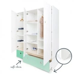 Wookids Armoires Enfant Armoire 3 Portes Façades Tiroirs Vert Ocean 10 Wookids Armoires Enfant Armoire 3 Portes Façades Tiroirs Vert Ocean -Armoires enfant Soldes armoire 3 portes facades tiroirs vert ocean 15