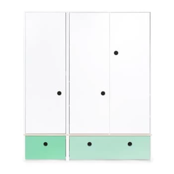Wookids Armoires Enfant Armoire 3 Portes Façades Tiroirs Vert Menthe 7 Wookids Armoires Enfant Armoire 3 Portes Façades Tiroirs Vert Menthe – Image 5