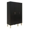 Bopita Armoires Enfant Armoire 3 Portes Noir Mat Naturel -Armoires enfant Soldes armoire 3 portes noir mat naturel