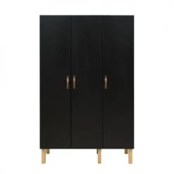 Bopita Armoires Enfant Armoire 3 Portes Noir Mat Naturel -Armoires enfant Soldes armoire 3 portes noir mat naturel 2