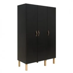 Bopita Armoires Enfant Armoire 3 Portes Noir Mat Naturel