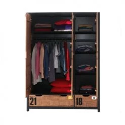 Vipack Armoires Enfant Armoire 3 Portes Noir Naturel -Armoires enfant Soldes armoire 3 portes noir naturel 2