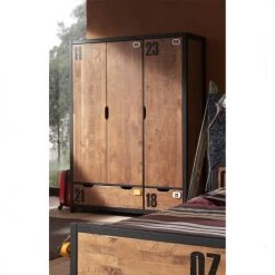 Vipack Armoires Enfant Armoire 3 Portes Noir Naturel -Armoires enfant Soldes armoire 3 portes noir naturel 3