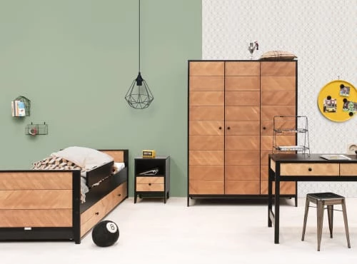 Bopita Armoires Enfant Armoire 3 Portes Noir Naturel Naturel 8 Bopita Armoires Enfant Armoire 3 Portes Noir Naturel Naturel â Image 6