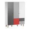 Vox Armoires Enfant Armoire 3 Portes Rouge
