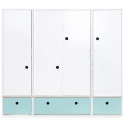 Wookids Armoires Enfant Armoire 4 Portes Vert Ocean -Armoires enfant Soldes armoire 4 portes bleu ciel 14