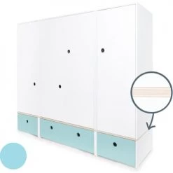 Wookids Armoires Enfant Armoire 4 Portes Bleu Ciel -Armoires enfant Soldes armoire 4 portes bleu ciel 6