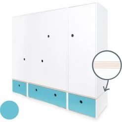 Wookids Armoires Enfant Armoire 4 Portes Bleu Paradis -Armoires enfant Soldes armoire 4 portes bleu paradis 1