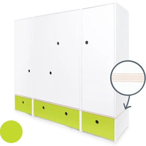 Wookids Armoires Enfant Armoire 4 Portes Citron Vert 4 Wookids Armoires Enfant Armoire 4 Portes Citron Vert – Image 2